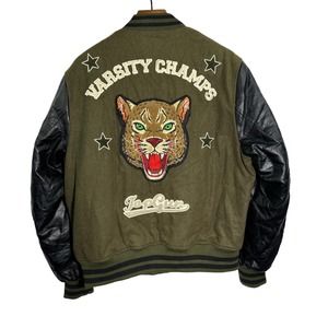 Top Gun MA-1 Leopard Print Wool Bomber Varsity Jacket‎ Embroidered Patches 4XL